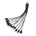 10 in 1 Universal Black USB Cable Fast Charging Line to Multi Plug Cell Phone Charger Cable for Samsung HTC Sony OM 10 in 1 Charging Cable Data Line Muti Wire Charger Adapter USB Mobile Charger Multi Pin Cable 10in1 Universal usb 2.0. 