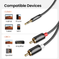 Ugreen RCA Cable HiFi Stereo 2RCA to 3.5mm Male to Male Audio Cable Cord AUX RCA Jack 3.5 Y Splitter for Amplifiers Audio Home Theater Cable RCA for Speakers iPod MP3 Player. 
