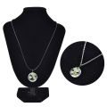 Real Green Lucky Shamrock Four Leaf Clover Round Pendant Necklace Friends Gift,. 