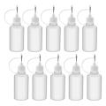 10Pcs 30Ml Plastic Squeezable Tip Applicator Bottle Refillable Dropper Bottles with Needle Tip Caps for Glue DIY. 