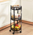 Wheel Tire Rotating Vegetable Shelf Organizer Kitchen Rotating Multi-Layer Kitchen Shelf Rotating Vegetable Rack on Wheels Floor Standing Layer Rack Fruit Basket. 