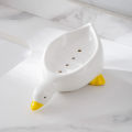 Duck Shape Ceramic Soap Box Cartoon Soap Dish Drainable Soap Holder Container Bathroom Accessories. 