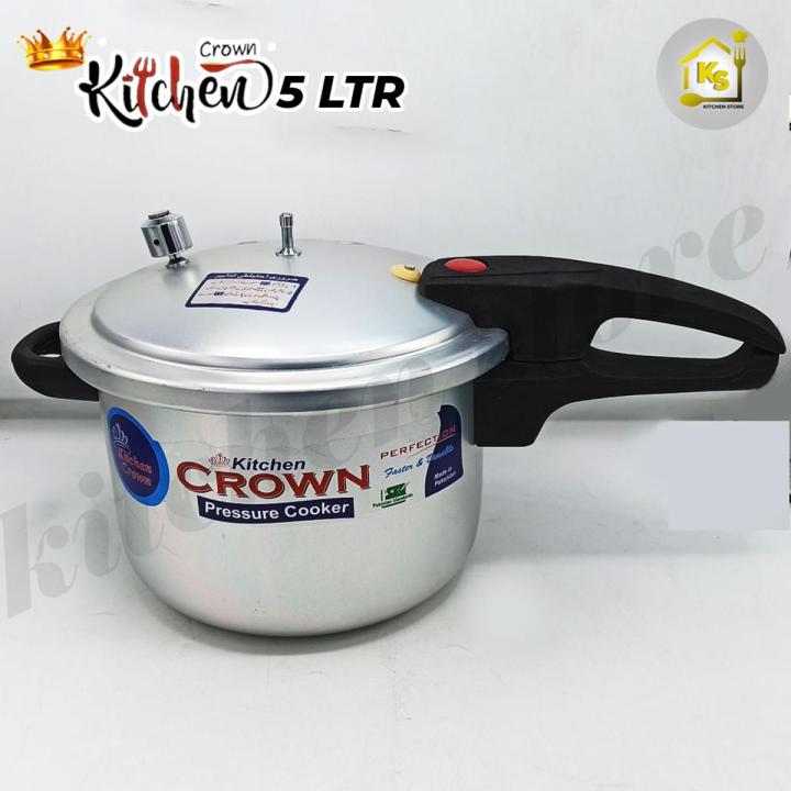 Kitchen Crown 5, 7, 9 & 11 Ltr (Delux) Pressure Cooker Good Body - Pressure Indication Pin Pressure Control Weight