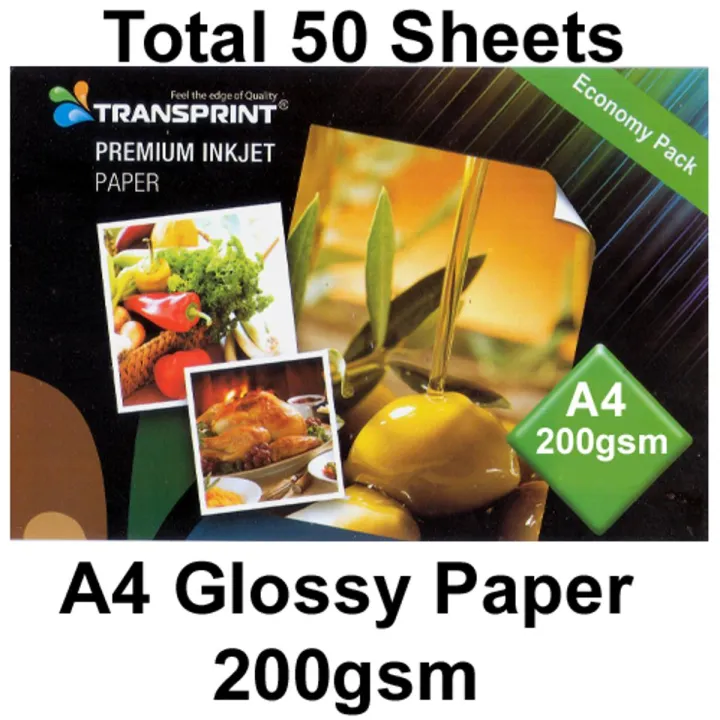 Transprint Glossy Inkjet Paper A4 Size (200-Gram) | Daraz.pk