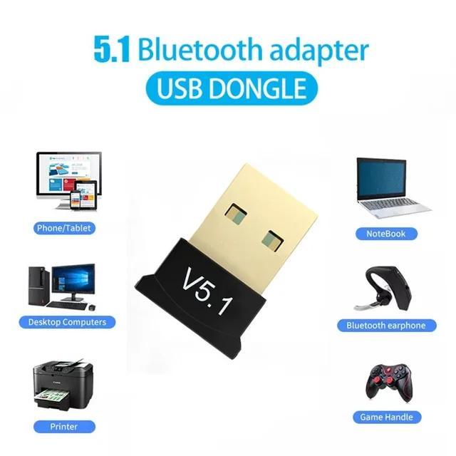 Bluetooth 5.1 USB Mini Dongle Adapter | Wireless Audio Transmitter & Receiver for PC Laptop Desktop | CSR USB 2.0 Nano Plug & Play Device for Windows 7/8/10/11 | Connect Headphones Speakers Earbuds Keyboard Mouse Gamepad Low-Latency Stable Signal