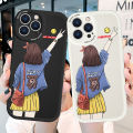 Hontinga for Redmi Note 8 Back Cover PU Leather Cartoon Elegant Girl Case Soft Silicone Edge Phone Cases. 