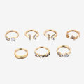 7Pcs/Set Vintage Crystal Flower Butterfly Ring for Women Girls Hollow Bohemia Geometric Korean Exquisite Finger Jewelry. 