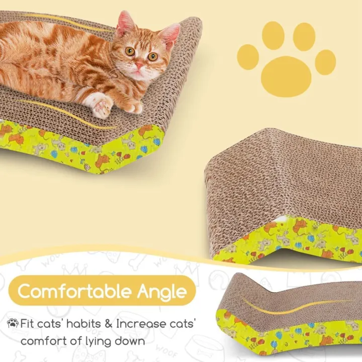 MARGOUN%20Cat%20Scratcher%20Cardboard%20Cat%20Scratch%20Pad%20Wave%20Design%20,%20Cardboard%20Scratch%20Post%20Catnip%20Bed%20-%20Image%205