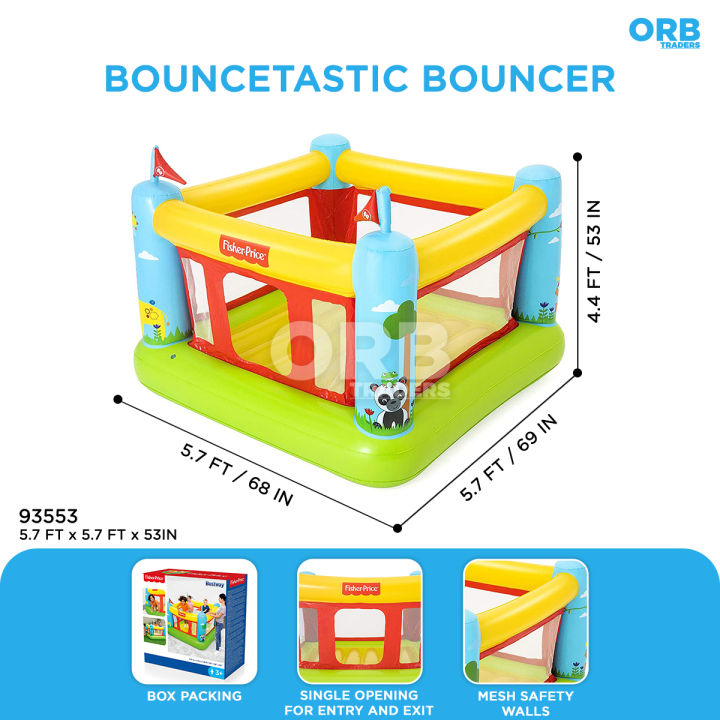 Bestway Fisher Price Jumping Bouncetastic Bouncer Gym Kids Inflatable Play Tube For Kids Jump O Lene Play Kids Jumping Castle Gym Inflatable Trampoline Play Bouncer With Your Friends & Family Perfect Gift For Your Baby Boy and Daughter 93553