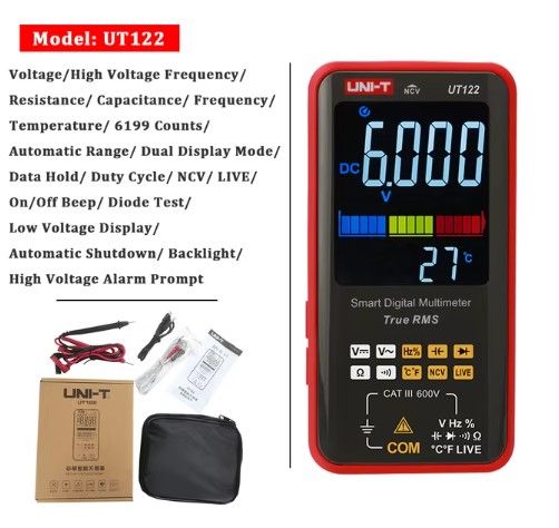 Smart Digital Multimeter Tester UNI-T UT122 Professional Voltage Frequency Dual Display NCV LIVE Electrical