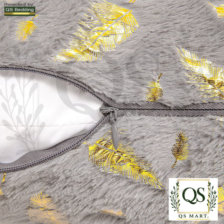 QS%20Decorative%20Super%20Soft%20Square%20Faux%20%20with%20Gold%20Feathers%20Gilding%20Leaves%20Cushion%20Covers%20Cases%20Soft%20Fuzzy%20Cute%20Pillowcase%20for%20Couch%20Sofa%20Bed,%2012x20%20Inch%20%7C%20QS%20Bedding%20-%20Image%206