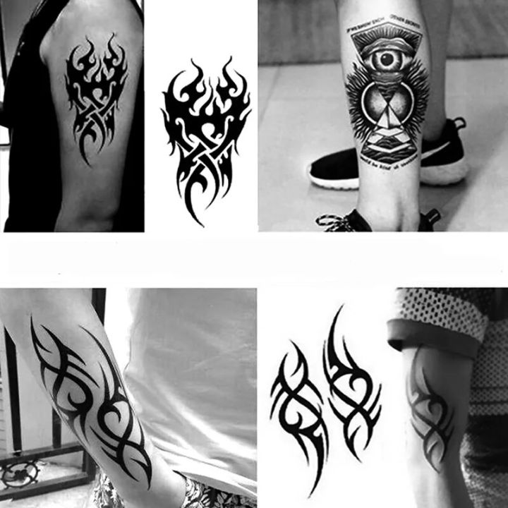 Waterproof Temporary Tattoo Men's Fire Tatoo Eagle Lotus Mandala Eye Flame Totem  Water Transfer Fake Tatto For Man