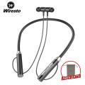 Wiresto BT63 Original Wireless Earbuds In Ear Headphones Bluetooth Earphone Neckband Hanging Ear Soft Silicone Sport Earbuds HD Stereo Headset handsfree Magnetic. 