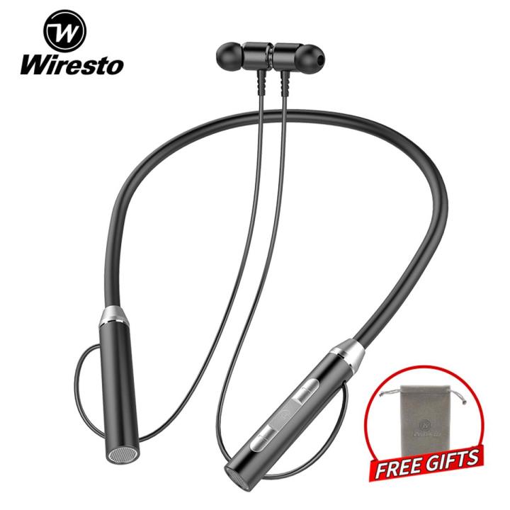 Wiresto BT63 Original Wireless Earbuds In Ear Headphones Bluetooth Earphone Neckband Hanging Ear Soft Silicone Sport Earbuds HD Stereo Headset handsfree Magnetic