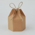 Kraft Paper Package Cardboard Box Lantern Hexagon Shape Candy Gift Boxes Kraft Paper Wedding Gift Packaging Boxes Bags. 
