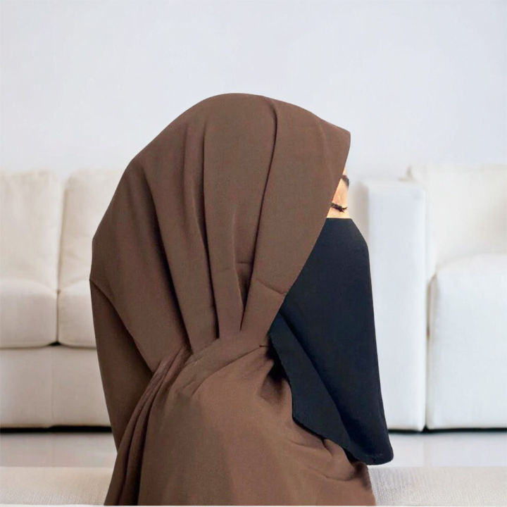 Hijab Throne Half Niqab Patti Super Breathable, Soft Wool Chiffon, Lightweight, Elastic Band, 300 plus Shades Available, For All Seasons