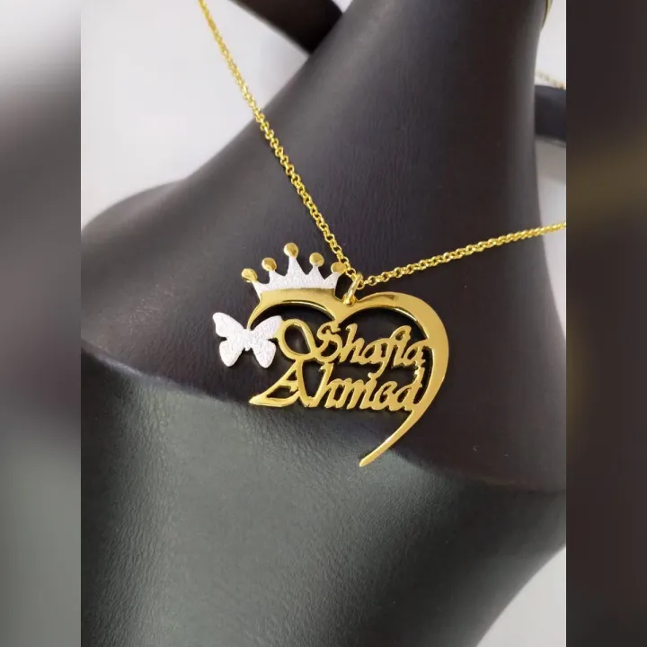 MirzaJee%20Simple%20Name%20Necklace%20Any%20Name%20Necklace%2024K%20Gold%20Plated%20Any%20Name%20Custom%20Made%20Personalized%20Gift%20Heart%20Crown%20And%20Butterfly%20Necklace%20For%20Men/Women%20-%20Image%202