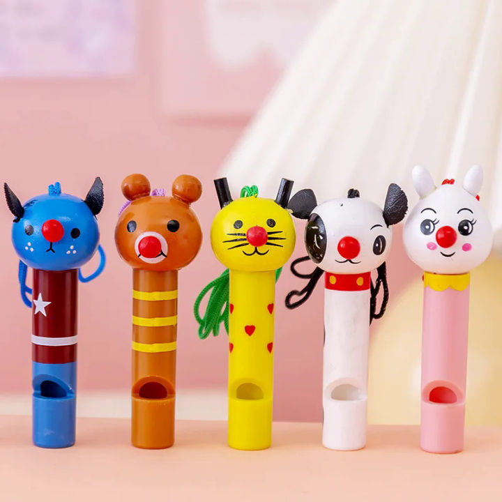 New 5Pc Cute Multicolor Wooden Whitle Kid Birthday Party Favor Decoration Baby hower Noice Maker Toy Goody Bag Gift