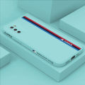 Samsung Galaxy A03S Fashion Racing Car Logo M Side Design Phone Case Square Edge Pattern Liquid Silicone Casing Full Cover Camera Case. 