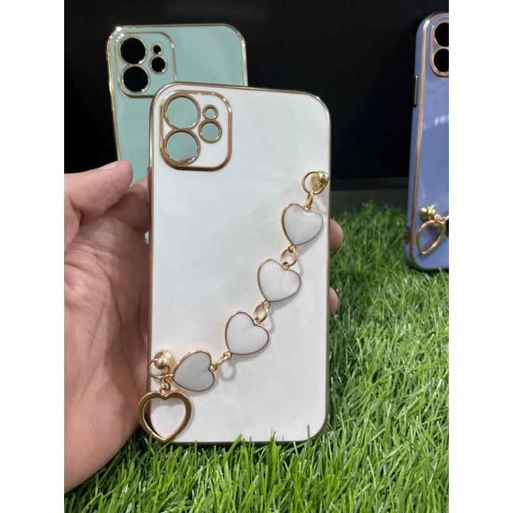 IPhone 11 Back Cover Love Heart Bracelet Chain Luxury 6D