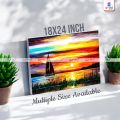 Gift Mall -  Yacht in Sea with Sunset Canvas Painting with Frame Wall Art for Home Decor 6x8 / 8x12 inch / 12x18 inch / 18x24 inch. 