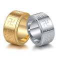 Anxiety Fidget Spinner Rings for Men Women Buddhism Swastika Stainless Steel Spinning Rotatable Ring Punk Anti Stress Jewelry. 