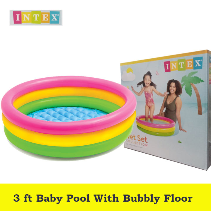 Sunset Glow Swimming Pool for Kids, Inflatable Round Colourful Ring Baby Pool Portable Baby Bath tub, Indoor & Outdoor (Multi Color)