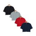 Pack of 4 Premium Quality Plan Crop T Shirt Crew Neck Half Sleeves Crop Top for Girls Crop Top for Women Crop Top for Ladies. 