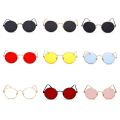 New gold round metal frame sunglasses men retro summer style women red lens sun glasses unisex yellow pink black. 