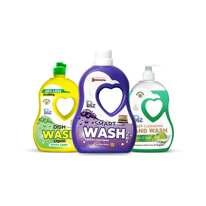 Bliz Essential Home Care Trio Bundle 500ML Each - Liquid Detergent - Dishwash - Handwash