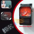 1000W Mini Portable Electric Heater Fan Air Warmer Fireplace Flame Heater Remote Control Handy Mini Heater Fan for Office Home With Remote Control. 