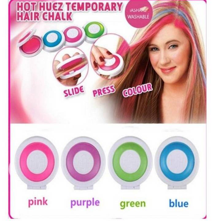 4 Hair Chalk Powder Dye Soft Pastel Salon Hair Color Crayon Fashion DIY Temporary Wash-Out Key Features:  ➔ Temporary Fun: Change your hair color without commitment – washes out completely. ➔ Soft Pastel Finish: Adds a professional salon-like touch with s