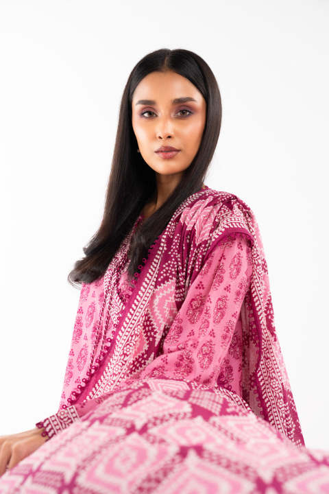 Alkaram Studio Unstitched 2 Pc Printed Lawn Shirt With Lawn Dupatta SLR-66-24-Pink
