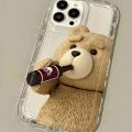 Cartoon Teddy Bear Soft TPU Case for iPhone 15 14 13 12 11 Pro Max XR XS X 8 7 6 6S Plus SE 2020 Shockproof Clear Cover. 
