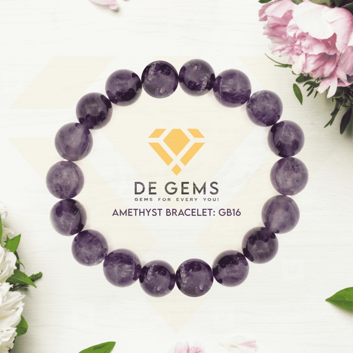 100% Natural Healing Amethyst Gemstone Bead Bracelet for Men and Women
