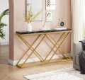 SkyRise - Console Table Console Table for Entryway Metal Golden Frame Modern Table Sturdy Sofa Side Table Console Hallway Foyer Table, customization. 