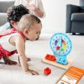 Wooden Kids Time Teaching Clock Set with Moveable Hands, 40 Activity Cards and 4 Dice | Montessori Learning Toy for Ages 3+ | Non-Toxic Paint, Smooth Edges, Portable Size | Home and Classroom Analog Time Practice Gift. 
