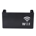 (Black) Wall-mounted router box Office Media Decor Console Wifi Wifi box Wireless storage boxes Rack Bracket Hangings Wall Shelf. 
