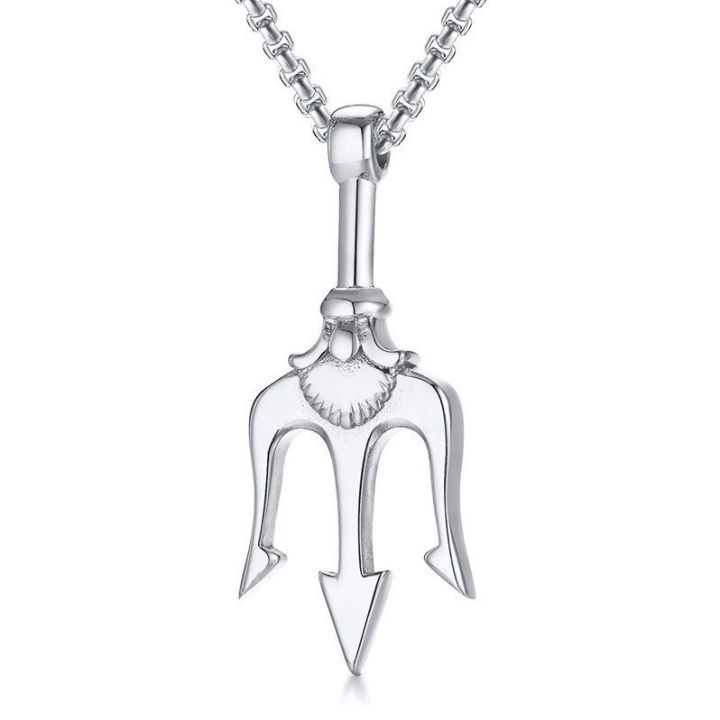 Aquaman Trident Fashion Jewelry Silver Stainless Steel Necklace Men Women