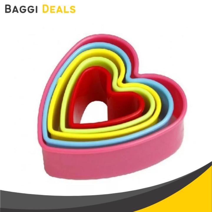 Heart Shape Cookie Cutter Set Multi-size Biscuit Cutter Two-sided Multi-color 5 Pcs