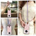 Diagonal Fashion Design Phone Case For Sharp Aquos R7/SH-52C Back Cover Full wrap Silicone Necklace Graffiti Lanyard TPU. 