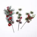 Red Berry Stems Artificial Pine Picks for Wedding Garden Christmas Tree Filler Decorations 2 Pack. 