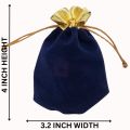 BLUE GOLDEN VELVET NIKKAH BIDH POUCH - VELVET BIDH POUCH - 50 PCS - NIKKAH DECORATION ITEMS. 