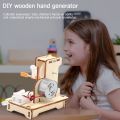 Creative Science Educational Hand Dynamo Toys For Children Wooden Physical Experiment Students Generator Handmade Toys DIY Kids. 