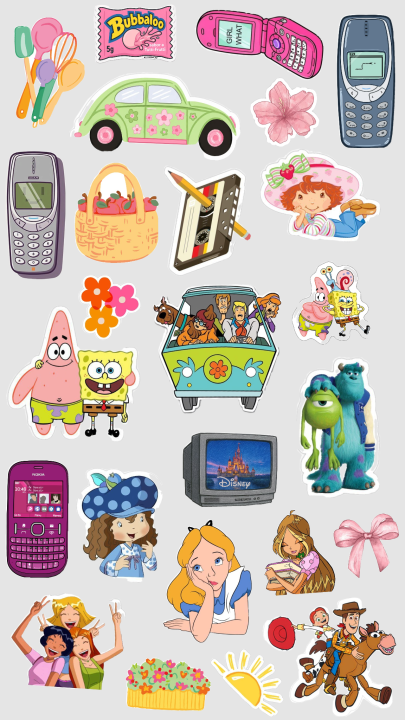 Carton Labtop Retro Cartoon Stickers Pack of 25, Vintage Mobile Phone Stickers, Cute ...