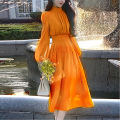 Pure Plain Chiffon Unstiched Fabric Premium Quality Orange Color 1.25 Gaz Arz. 