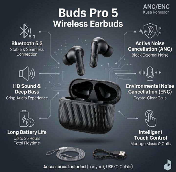 Buds%20Pro%205%20Wireless%20Bluetooth%20Earbuds%20with%20ANC%20ENC%20Noise%20Cancellation,%20Bluetooth%205.3,%20HD%20HiFi%20Stereo%20Sound,%20Touch%20Control,%20Type-C%20Fast%20Charging,%2030H%20Long%20Battery,%20Low%20Latency%20Gaming%20Earphones%20with%20Mic%20-%20Image%205