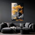 Golden Leaves Tree Unframe Wall Art Abstract Nature Poster Painting Print Living Room Wall Decor Home Decor Large Modern Landscape Poster. 
