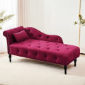 The Furniture Collection - Customised 02-seater Dewan Sofa imported Velvet Fabric Chaise Lounge Buttons Tufted Nailhead Trimmed Solid Wood Legs. 