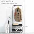 Garment Rack with 2-Tier Shelves, Clothes Coat hanger, Clothing Hallstand Coat shoes organizer storage rack trolley 2-in-1 ,In best and original quality. 